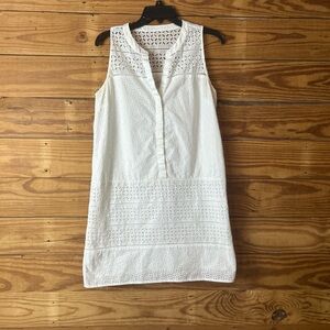 LOFT White Eyelet Sleeveless Dress